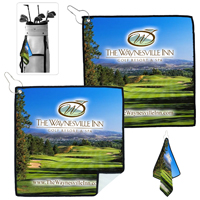 12" x 12" Recycled RPET Suede Golf Towel Full Color Import Air Ship